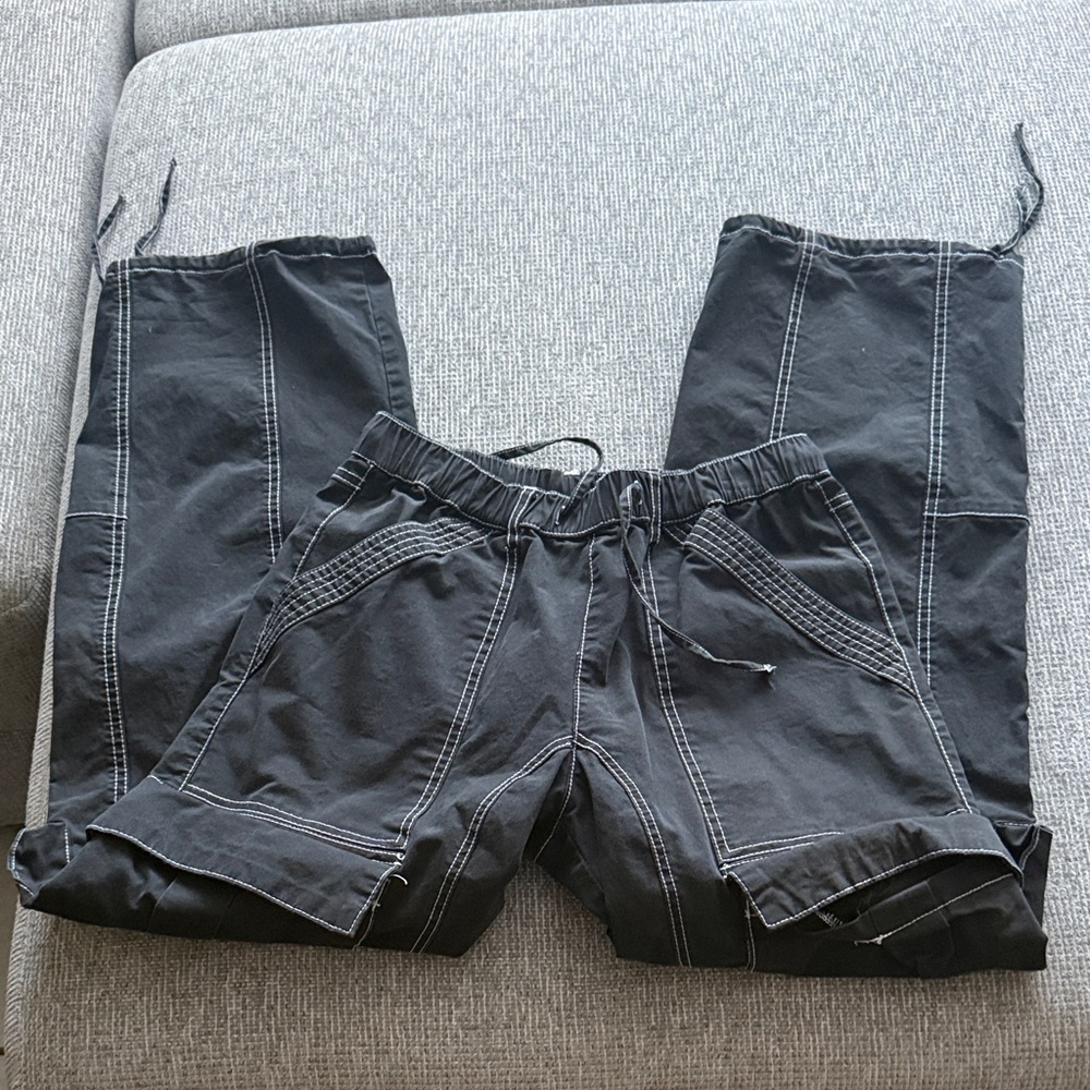 Forever 21 Black Track Joggers with White Contrast Stitching